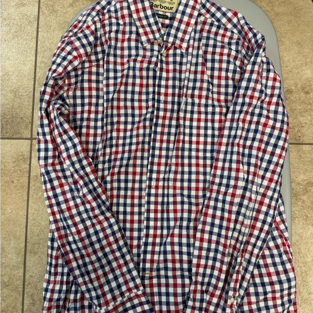 Barbour Men's Red and Blue Check Shirt